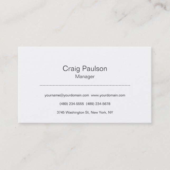 Classical Black White Plain Stylish Business Card (Front)