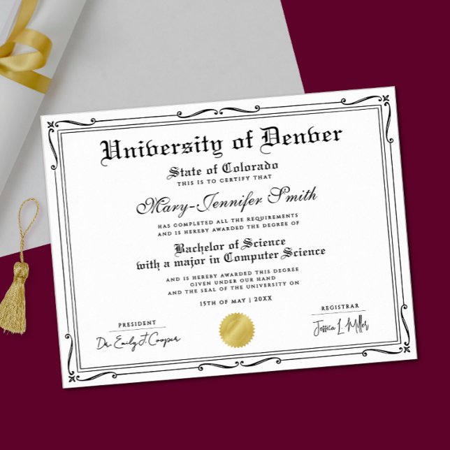 Classical Black White School Certificate Diploma Poster (Creator Uploaded)