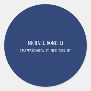 Classical Blue Color Elegant Serif Font Minimalist Classic Round Sticker