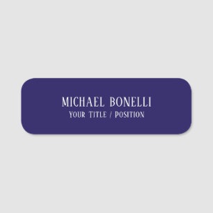 Classical Blue Color Elegant Serif Font Minimalist Name Tag