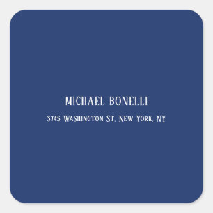 Classical Blue Color Elegant Serif Font Minimalist Square Sticker