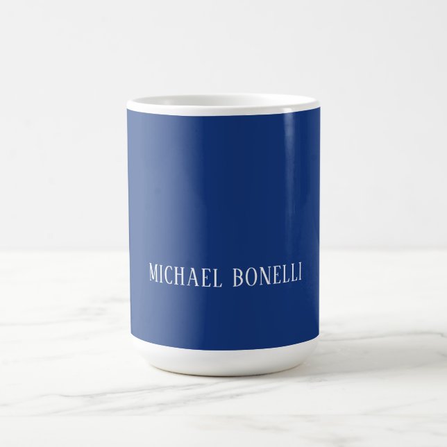 Classical Blue Plain Elegant Serif Font Minimalist Coffee Mug (Center)