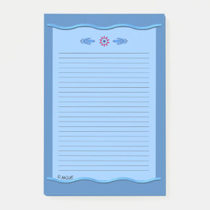 Classical Blue with Wavy Borders - Lined AH2015 Post-it Notes