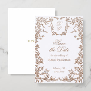 Classical Botanical Save the Date Letterpress Card