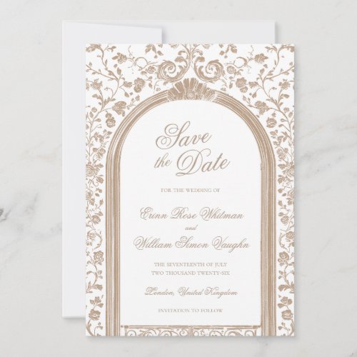 Classical Brown Toile Save The Date Invitation