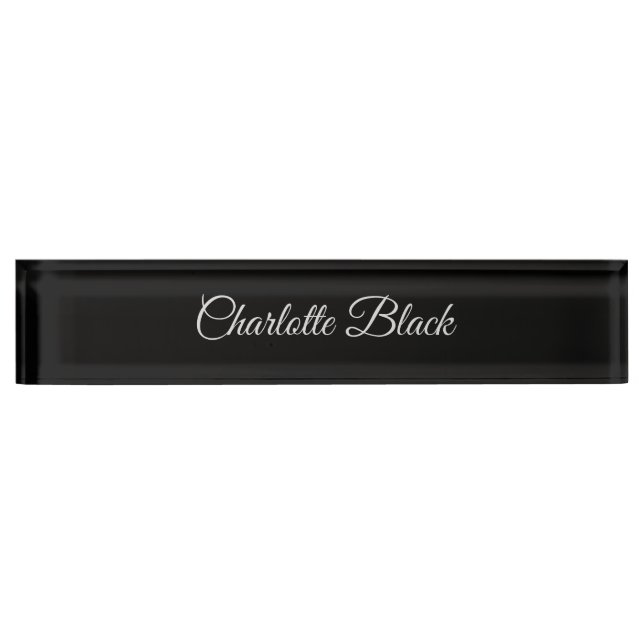 Classical Caligraphy Black White Professional Desk Name Plate (Front)