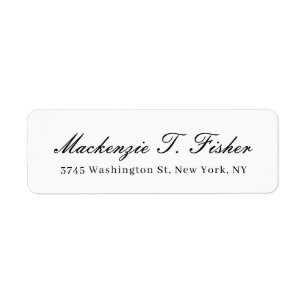 Classical Calligraphy Elegant Plain Black & White Label