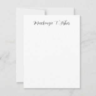 Classical Calligraphy Elegant Plain Black & White Note Card