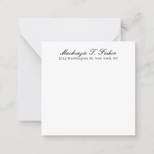 Classical Calligraphy Elegant Plain Black & White Note Card