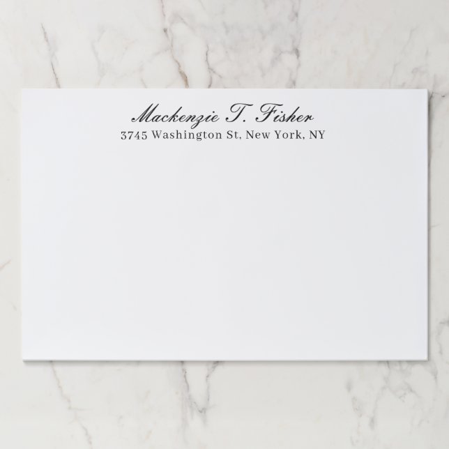 Classical Calligraphy Elegant Plain Black & White Paper Pad (Front)