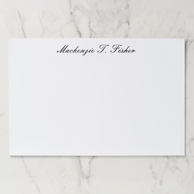Classical Calligraphy Elegant Plain Black & White Paper Pad (Front)