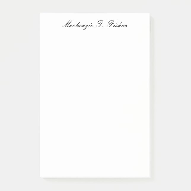 Classical Calligraphy Elegant Plain Black & White Post-it Notes (Front)