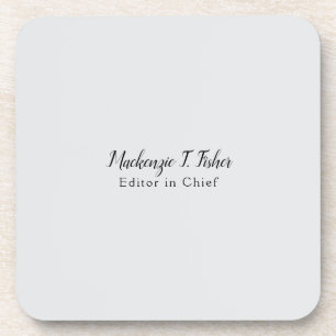 Classical Calligraphy Elegant Plain Simple Grey Beverage Coaster