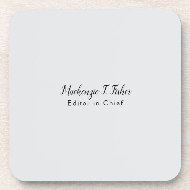 Classical Calligraphy Elegant Plain Simple Grey Beverage Coaster (Front)