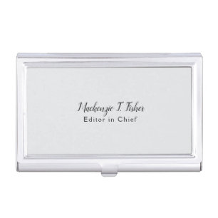 Classical Calligraphy Elegant Plain Simple Grey Business Card Case