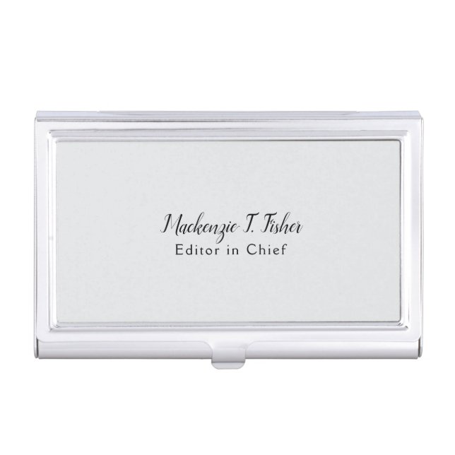 Classical Calligraphy Elegant Plain Simple Grey Business Card Case (Front)