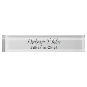 Classical Calligraphy Elegant Plain Simple Grey Desk Name Plate