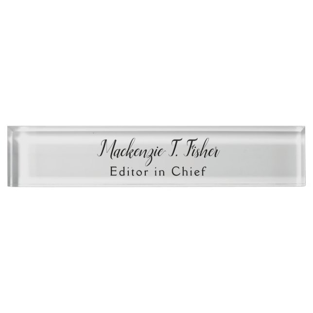 Classical Calligraphy Elegant Plain Simple Grey Desk Name Plate (Front)