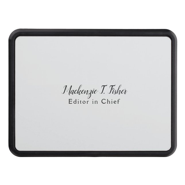 Classical Calligraphy Elegant Plain Simple Grey Hitch Cover (Front)