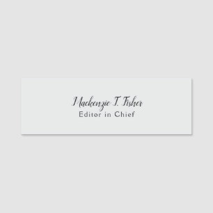 Classical Calligraphy Elegant Plain Simple Grey Name Tag
