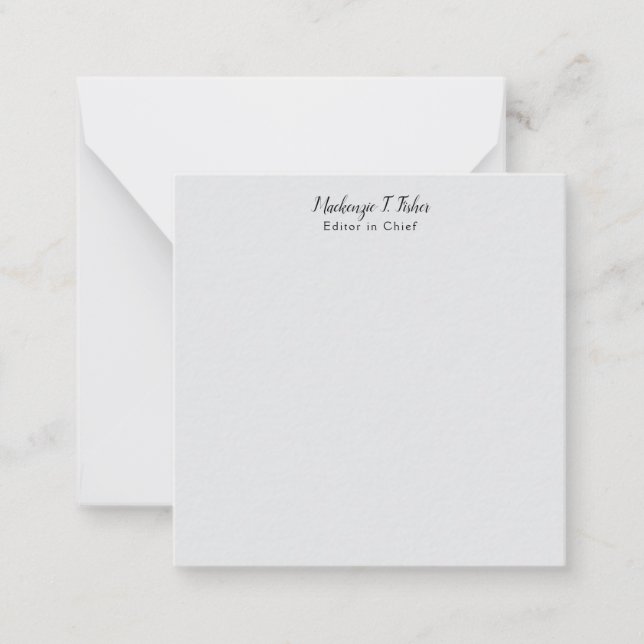 Classical Calligraphy Elegant Plain Simple Grey Note Card (Front)