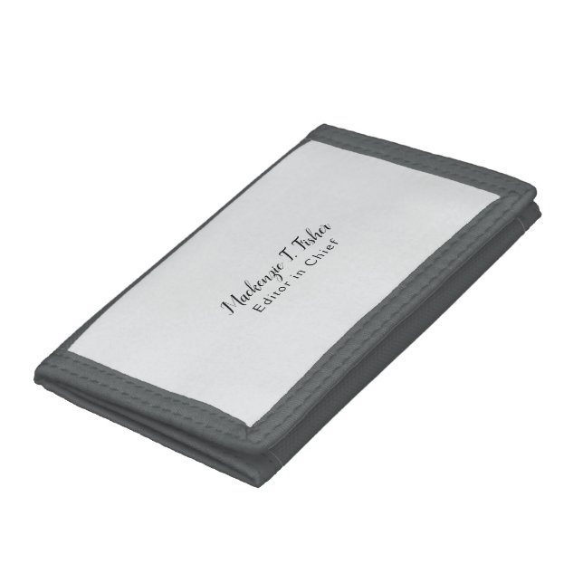 Classical Calligraphy Elegant Plain Simple Grey Tri-fold Wallet (Bottom)