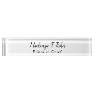 Classical Calligraphy Elegant Plain Simple White Desk Name Plate