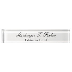 Classical Calligraphy Elegant Plain Simple White Desk Name Plate