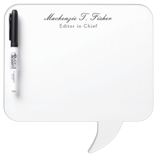 Classical Calligraphy Elegant Plain Simple White Dry Erase Board (Front)