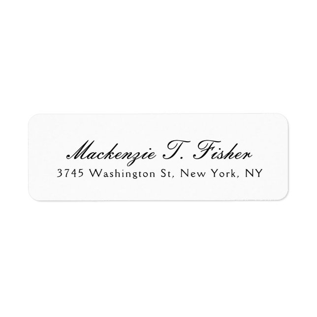 Classical Calligraphy Elegant Plain Simple White Label (Front)