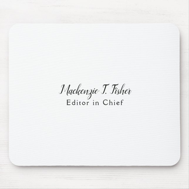 Classical Calligraphy Elegant Plain Simple White Mouse Pad (Front)