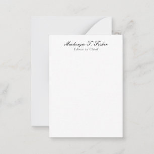 Classical Calligraphy Elegant Plain Simple White Note Card