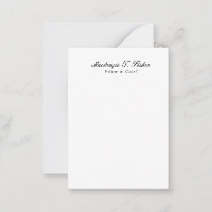 Classical Calligraphy Elegant Plain Simple White Note Card