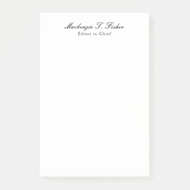 Classical Calligraphy Elegant Plain Simple White Post-it Notes (Front)