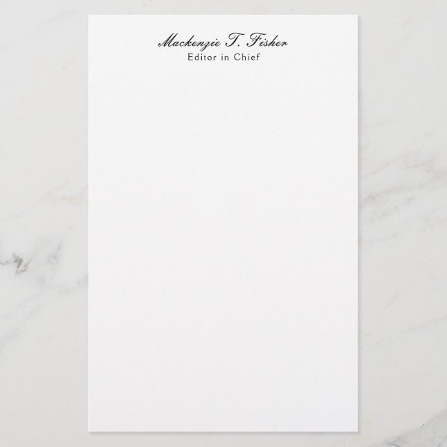 Classical Calligraphy Elegant Plain Simple White Stationery (Front)