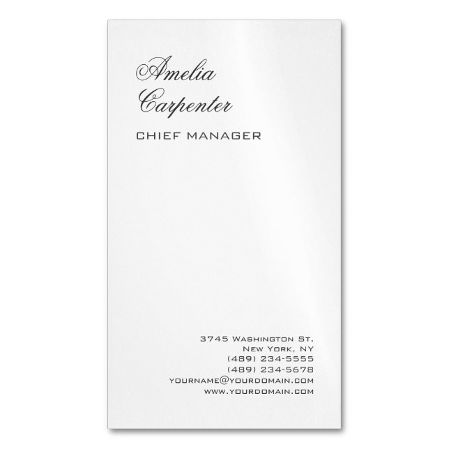Classical Calligraphy Minimalist Professional Business Card Magnet (Front Vertical)
