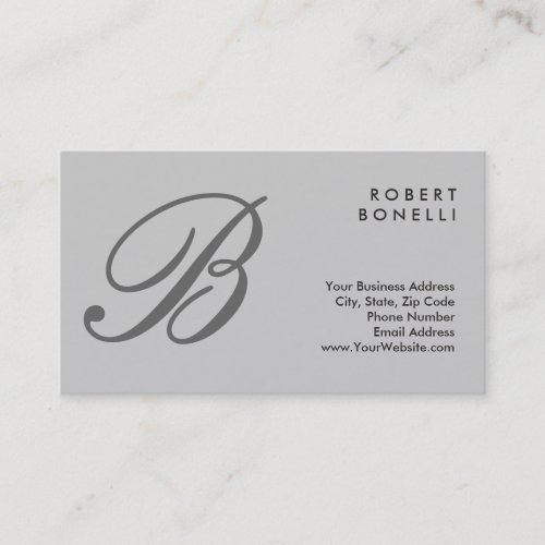 Classical Calligraphy Monogram Gray Business Card
