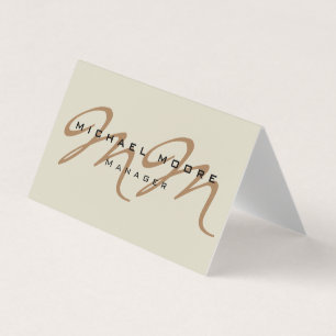 Classical Calligraphy Monogram Pastel Color Business Card