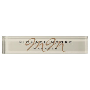 Classical Calligraphy Monogram Pastel Color Desk Name Plate