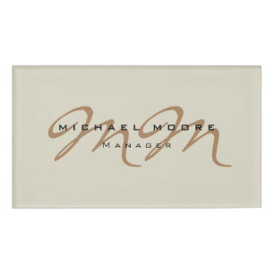 Classical Calligraphy Monogram Pastel Color Name Tag