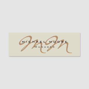 Classical Calligraphy Monogram Pastel Color Name Tag