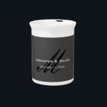 Classical Calligraphy Monogram Wedding Grey Beverage Pitcher<br><div class="desc">You can easily change the fonts and colors. You can also add your logo and the background image as you like.</div>