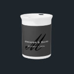 Classical Calligraphy Monogram Wedding Grey Beverage Pitcher<br><div class="desc">You can easily change the fonts and colors. You can also add your logo and the background image as you like.</div>