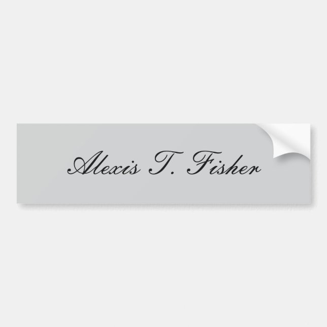 Classical Calligraphy Script Plain Simple Grey Bumper Sticker (Front)