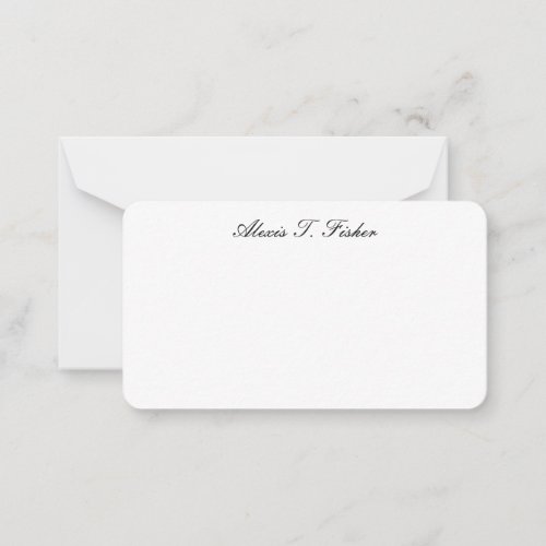Classical Calligraphy Script Plain Simple White Note Card