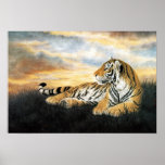 Classical Chinese Style Art, Reclining Tiger Poster at Zazzle