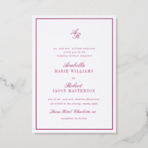 Classical Color Elegant Wedding Letterpress Invitation