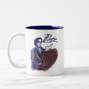 Classical Composer Chopin Piano Art Vintage Two-Tone Coffee Mug