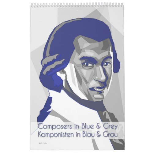 Classical Composers Portraits in Blue  Gray Calendar