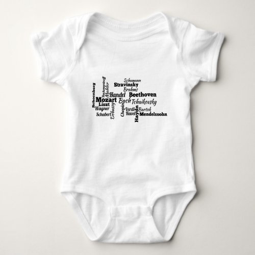 Classical Composers Word Cloud Baby Bodysuit
